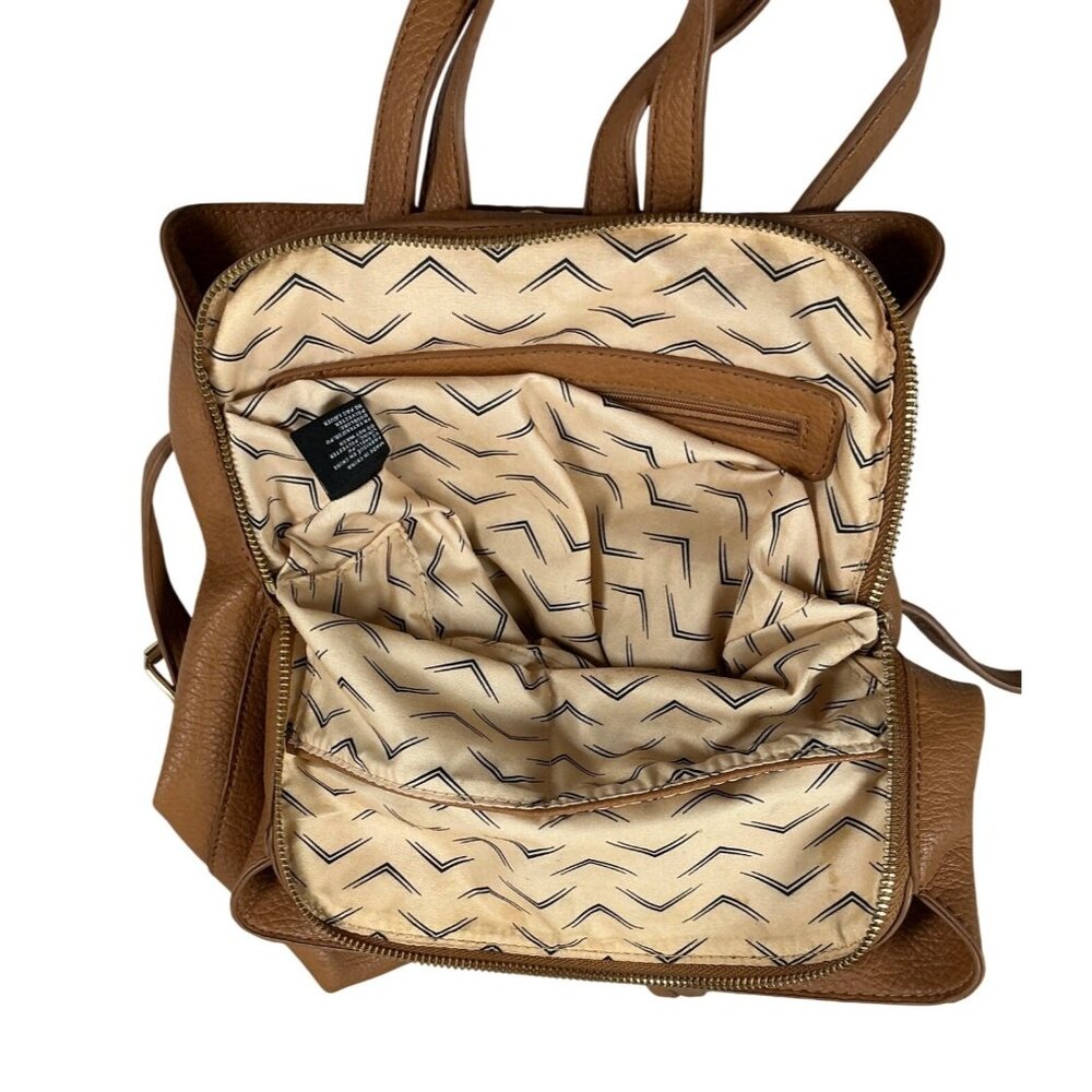 Moda Luxe | Brown Faux Leather Backpack – Distressed Vintage-Style Daypack - Picture 5 of 8